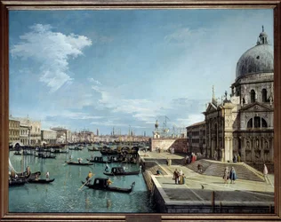 Utsikt över ingången till Canal Grande och Salutekyrkan i Venedig Målning av Antonio Canal dit Canaletto (1697-1768) 1700-tal sön. 1,19x1,53 m
