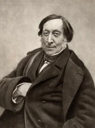 Gioachino (Antonio) Rossini (1792-1868) italiensk kompositör. Från ett fotografi av Nadar, pseudonym för Gaspard-Felix Tournachon (1820-1910).