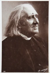 Musik. Den ungerske kompositören Franz Liszt. Foto av P. Nadar, ca 1880-85 (svartvitt foto)
