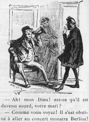 Tecknad film om verk av Hector Berlioz (1803-1869) designad av Nadar 1856 för Journal pour rire.