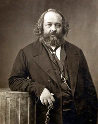 Porträtt av Michel Bakunin (Bakunin) (1814-1876), rysk anarkist"" Porträtt av Mikhail Alexandrovich Bakunin (1814-1876) av Nadar, Gaspard-Felix (1820-1910), ca 1860 - Albuminfoto - Privat samling