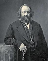 Porträtt av Mikhail Aleksandrovich Bakunin, ca 1860 (s/v foto)