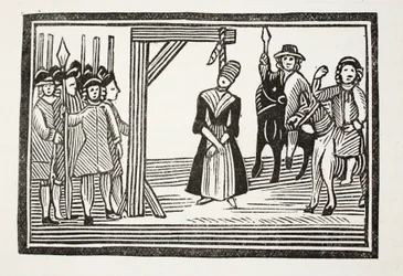 Miss Davis hela liv och äventyr, vanligen kallad The Beauty in Disguise, illustration från "Chap-books of the artonde århundradet" av John Ashton, pub. 1882 (lito)