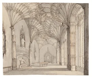 Matsalen i Arbury Hall, Nuneaton, Warwickshire, ca. 1810