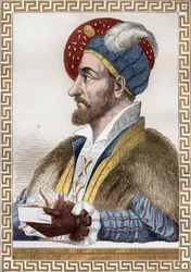 Charles III hertig av Bourbon, känd som Connetable of Bourbon (1490-1527) anslutning till Frankrike 1515-1521, han trädde sedan i tjänst hos Charles Quint och graverade efter Gaignieres från boken "Francois1er" av De Lescure