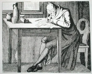 Gaspard Lavater (1741-1801) i sin studie, kopia av en illustration från hans 