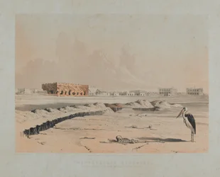 De sönderslagna barackerna, Cawnpore 1857 (litografi)