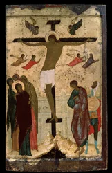 ""Korsfästelsen"" Rysk ikon. Målning på trä av Dionysius (Dionisy eller Dionisius den vise) (c.1450-c.1508) 1500 State Tretyakov Gallery, Moskva
