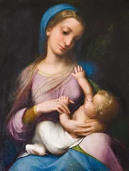 Madonna med barn eller Madonna Campori (olja på panel)