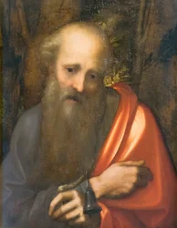 Sankt Antonius abbot, Correggio (olja på panel)