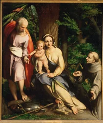 Den heliga familjen med Sankt Franciskus - Vila på flyget ... (målning på duk)
