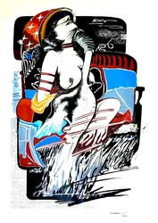 G. C. Riccardi, Leda med svanen, 1974, Tinte auf Papier, 50x70, Italien.
