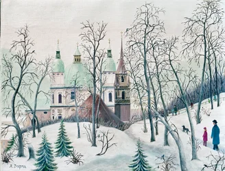 Katedral och franciskanerkyrka på vintern