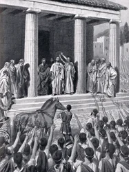 Themistokles hedrad i Sparta, illustration från "Hutchinson