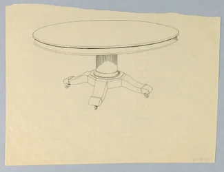 Design för ett runt bord på gjuten bas