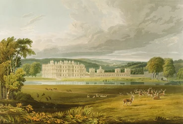 Longleat, Wiltshire, sätet för markisen av Bath, efter en skiss av Frederick MacKenzie, graverad av Robert Havell (1769-1832) 1816