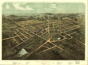 Fågelperspektiv över staden Hillsdale, Hillsdale Co, Mich. 1866. LOC 73693429