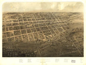 Fågelperspektiv över staden Marshall, Calhoun Co, Michigan. LOC 73693437