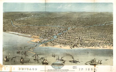 Chicago 1868 från Schiller Street norra sidan till 12th Street södra sidan. LOC 73693350