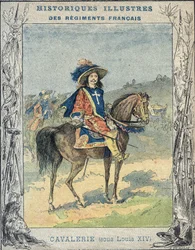 Kavalleri under Ludvig XIV - Från ett skyddsomslag för skolböcker, sent 1800-tal - illustration av A. Demarle