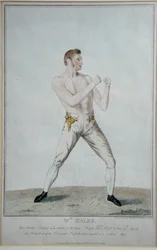 Wm. Eales, The Scientific Professor in his attityd of Self Defence, publicerad 1819 (etsning)