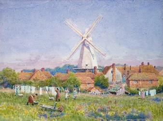 Kvinnor som hänger tvätt, Cranbrook Mill, Kent