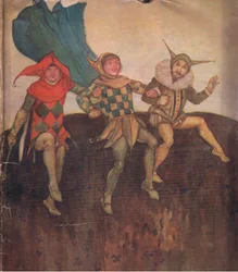Baksidans design, från Tales from Shakespeare pub. av Ward Lock & Co Ltd, 1930-40-talet