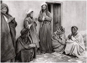 En mullah som lärde ut en bön till en ung man, Irak, 1925.