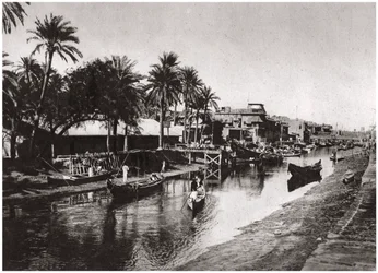 Ashar Creek som leder till Shatt al-Arab, Basra, Irak, 1925.