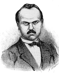 Porträtt av Louis Noir (1837-1901) fransk författare - gravyr av Lemot från 1870