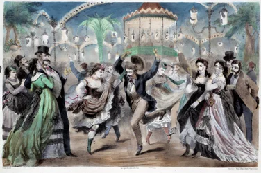 Scen på Mabille-dansbalen. Litografi av A. Provost (verksam omkring 1834-1855), Paris, Musée Carnavalet