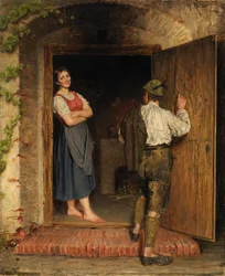 Ritning på dörr, 1887.