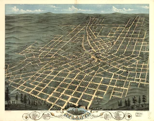 Fågelperspektiv över staden Atlanta, huvudstad i Georgia 1871. LOC 73693339