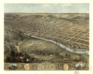 Fågelperspektiv över staden Peru, Miami Co, Indiana 1868. LOC 73693386