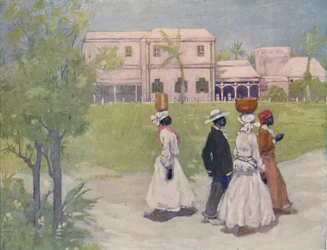 Svarta människor på väg till arbetet, Barbados, 1916