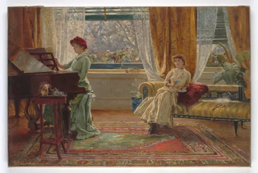 En interiör med två damer, 1880