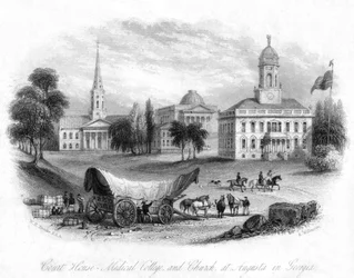Court House, Medical College and Church, Augusta, Georgia, USA, 1800-talet.