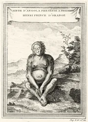 Illustration av den orang-utang som presenterades för Fredrik Henrik, prins av Oranien, 1750.