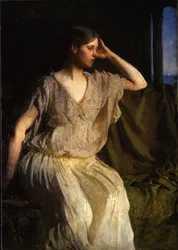 Kvinna i grekisk klänning, ca 1894
