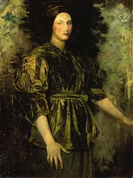 Kvinna i grön sammet, 1918