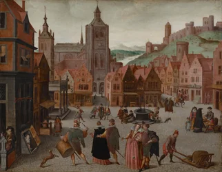 Marknadsplatsen i Bergen op Zoom, troligen 1590 och 1597 (olja på pannå)