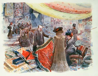 Hallen i ett varuhus vid Place Clichy i Paris, omkring 1900