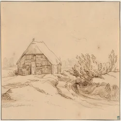 Landskap med bondgård