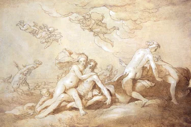 Neptunus  Amphitrite (penna och tusch)