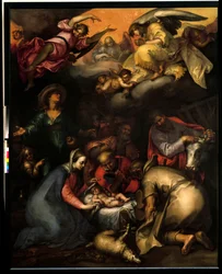 Herdarnas tillbedjan Målning av Abraham Bloemaert (1564-1651) 1612 Sön. 2,87x2,29 m Paris, Louvren