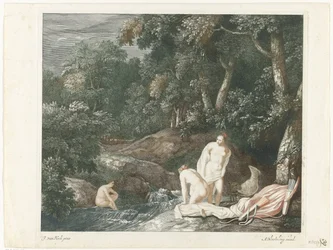 Diana och hennes nymfer badar i en flod