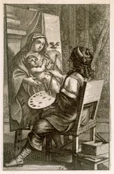 Artist at Work, från "Recueil de Figures...", pub. Paris, 1737