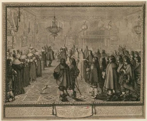 Ceremoni vid det äktenskapskontrakt som ingicks i Fontainebleau i deras majestäters närvaro mellan Vladislav IV, kung av Polen och Sverige [...]