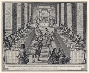 Tillhandahållande av högtiden, från ?The Order of the Holy Spirit?, pub. 1634