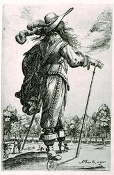 Manlig kostymillustration (gravyr) (s/v foto)